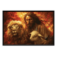 thumbnail image 1 of Lotusprinthandmade God Lion Jesus and Lamb Canvas 1.5in 12" x 8", Jesus Canvas Art, Christian Canvas, 1 of 5