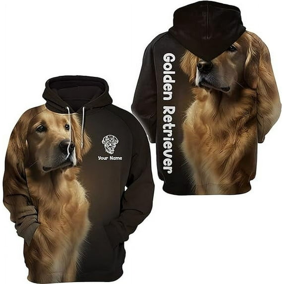 Lotusprinthandmade Golden Retriever Personalized Name Dogs Dog Lovers Hoodie 3D (Lightweight) S-5XL Multicolor