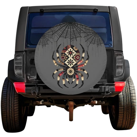Lotusprinthandmade Gothic Spider Web Halloween Spare Tire Cover Without Backup Camera Hole 6 Sizes (29 in.), halloween tire cover, gothic spider web spare tire cover