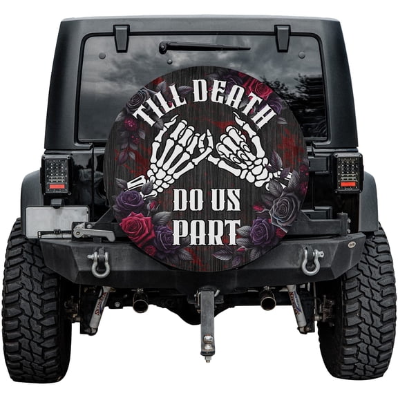 Lotusprinthandmade Halloween Decor Skeleton Couple Spare Tire Cover Without Backup Camera Hole 6 Sizes (31 in.)