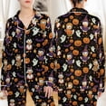 thumbnail image 1 of Lotusprinthandmade Halloween Duck and Pumpkin Graphic All-over Print Satin Pajamas Set (4XL), duck and pumpkin sleepwear set, 1 of 7