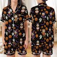 thumbnail image 1 of Lotusprinthandmade Halloween Duck and Pumpkin Graphic All-over Print Satin Short-Sleeve Pajamas Set (XL), duck and pumpkin sleepwear set, 1 of 7