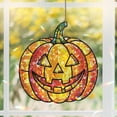thumbnail image 1 of Lotusprinthandmade Halloween Gift Pumpkin Graphic Custom Shape Broken Glass Hologram Ornament 3.5in, halloween decor hologram ornament, 1 of 4