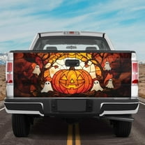 Lotusprinthandmade Halloween Gift Pumpkin Graphic Tailgate Wrap 2 Sizes (24"x58"), halloween themed truck tailgate wrap
