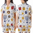 thumbnail image 1 of Lotusprinthandmade Hanukkah Dreidel Menorah All-over Print Satin Short-Sleeve Pajamas Set (No Pocket) (5XL), 1 of 6
