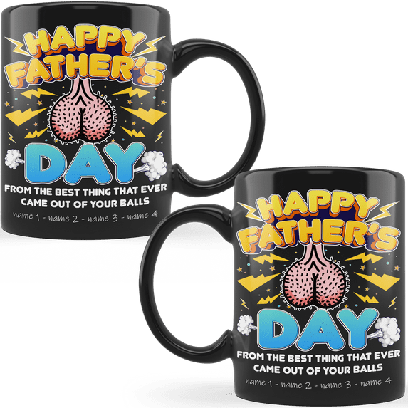 Lotusprinthandmade Happy Father's Day Funny Quote From The Best Thing Black Ceramic Mug (11oz) (Made In US)