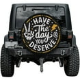thumbnail image 1 of Lotusprinthandmade Have The Day You Deserve Peace Skeleton Hand Spare Tire Cover Without Backup Camera Hole 6 Sizes (35 in.), 1 of 7