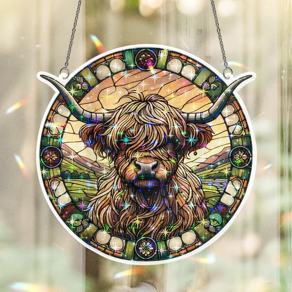 Lotusprinthandmade Highland Cow Custom Shape Star Hologram Ornament 12in, 3d highland cow holographic decoration, highland cow ornament