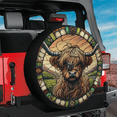 thumbnail image 1 of Lotusprinthandmade Highland Cow Spare Tire Cover With Backup Camera Hole 6 Sizes (31 in.), highland cow car tire cover, highland cow tire wrap, 1 of 6
