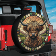 thumbnail image 1 of Lotusprinthandmade Highland Cow Spare Tire Cover Without Backup Camera Hole 6 Sizes (27 in.), highland cow car tire cover, highland cow tire wrap, 1 of 6