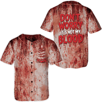 Lotusprinthandmade Horror Halloween Red Letter Don't Worry Unisex Baseball Jersey XS-5XL Multicolor (XS)
