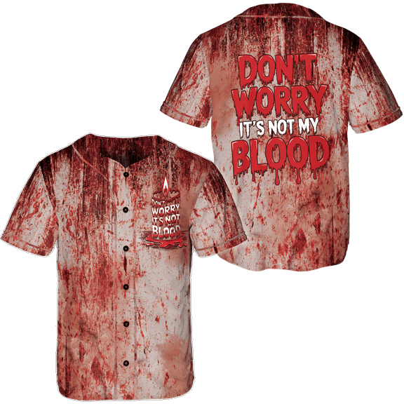 Lotusprinthandmade Horror Halloween Red Letter Don't Worry Unisex Baseball Jersey XS-5XL Multicolor (XS)