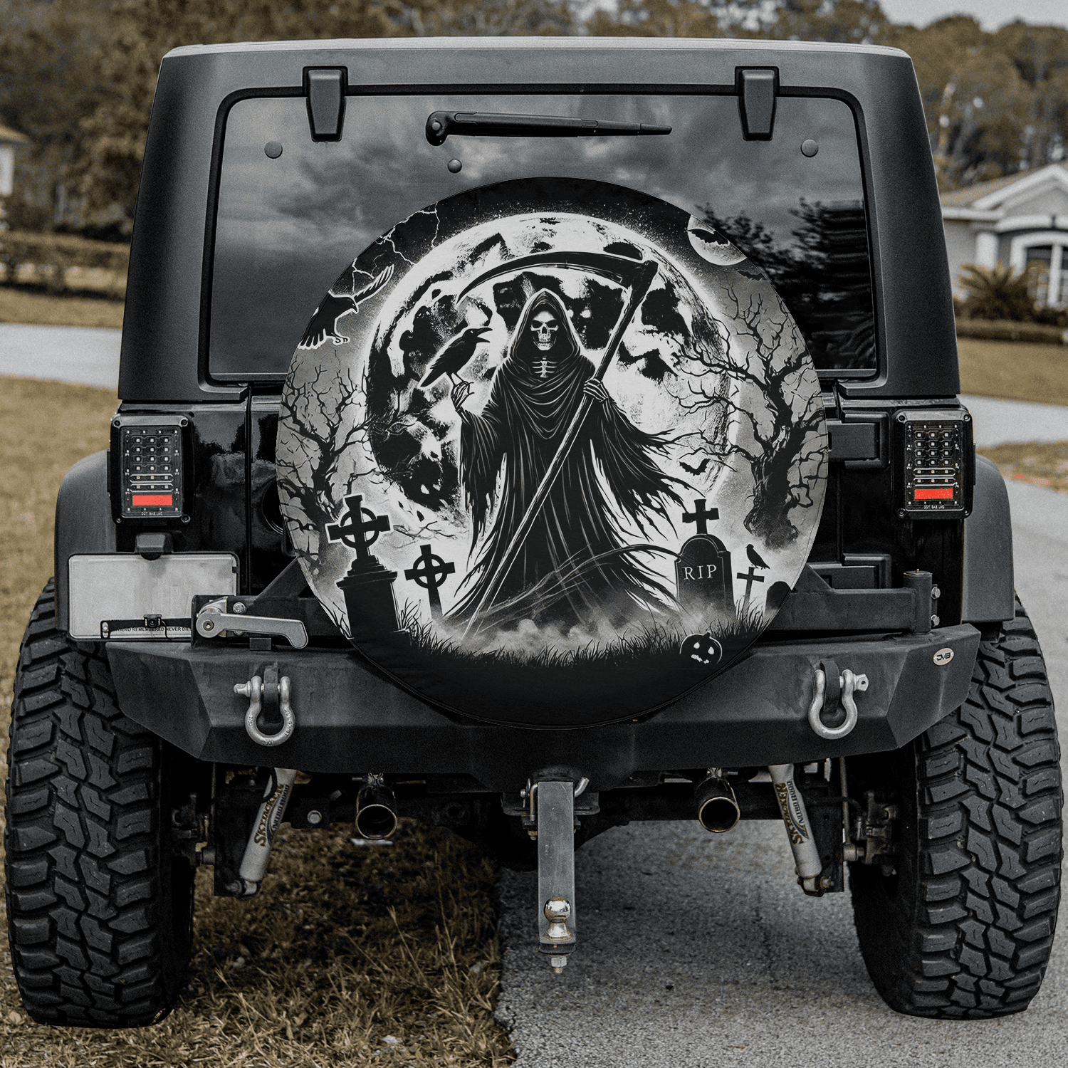 Horror Four Inch Front Rims Lotusprinthandmade Horror Skull Death Skeleton Halloween Spare Tire ...