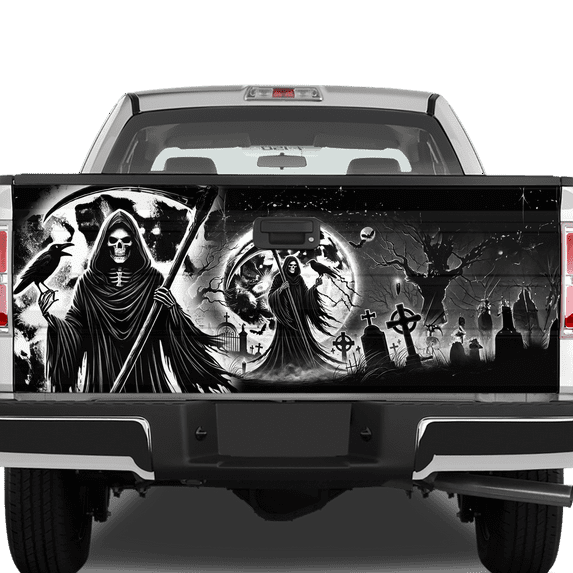 Lotusprinthandmade Horror Skull Death Skeleton Halloween Tailgate Wrap 2 Sizes (24"x58")