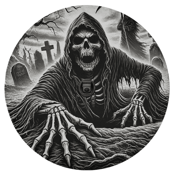 Lotusprinthandmade Horror Skull Skeleton Spare Tire Cover With Backup Camera Hole 6 Sizes (27 in.)