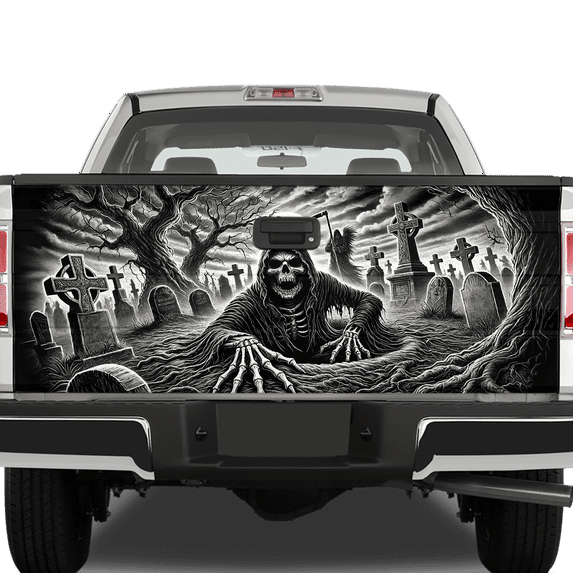 Lotusprinthandmade Horror Skull Skeleton Tailgate Wrap 2 Sizes 26"x66"