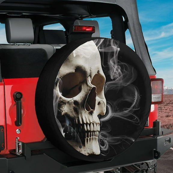 Lotusprinthandmade Horror Skull Spare Tire Cover Without Backup Camera Hole 6 Sizes (27 in.), skull wheel protector, horror themed tire cover