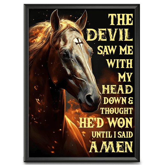 Lotusprinthandmade Horse The Devil Saw Me with My Head Down and Thought He'd Won Until I Said Amen Christian Canvas 1.5in 12" x 8", jesus canvas, canvas jesus wall art, jesus christ canvas