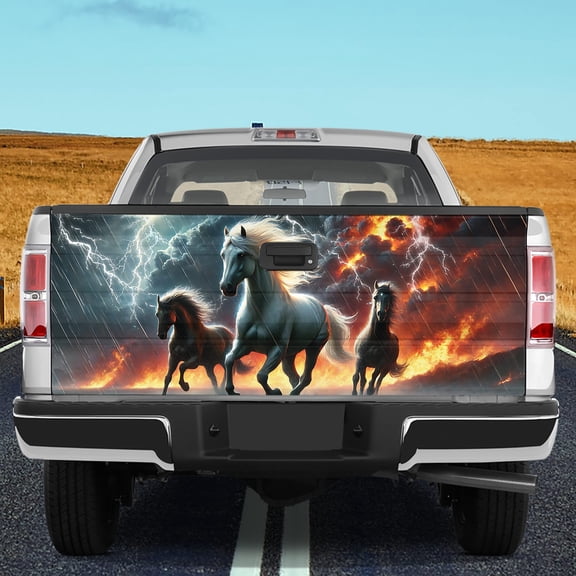 Lotusprinthandmade Horse Lovers Tailgate Wrap 2 Sizes (24"x58"), horse truck wrap, horse lovers tailgate decal