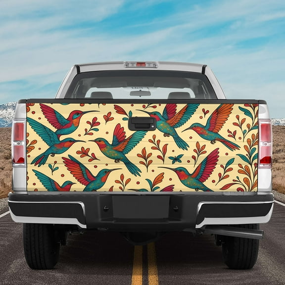 Lotusprinthandmade Hummingbird 3D Tailgate Wrap 2 Sizes (26"x66"), Floral Bird Truck Decal