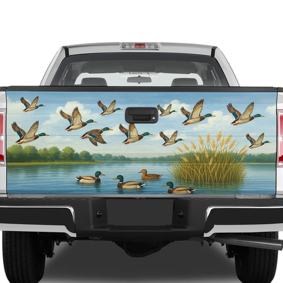 Lotusprinthandmade Hunting Duck Animal Tailgate Wrap Multicolor 24"x58"