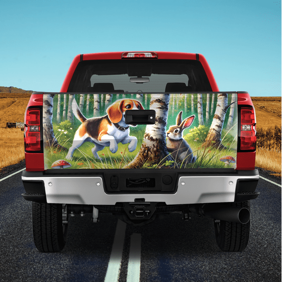 Lotusprinthandmade Hunting Rabbit Dog Tailgate Wrap 2 Sizes (26"x66")