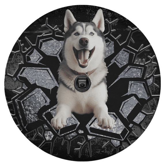 Lotusprinthandmade Husky Crack Spare Tire Cover With Backup Camera Hole 6 Sizes