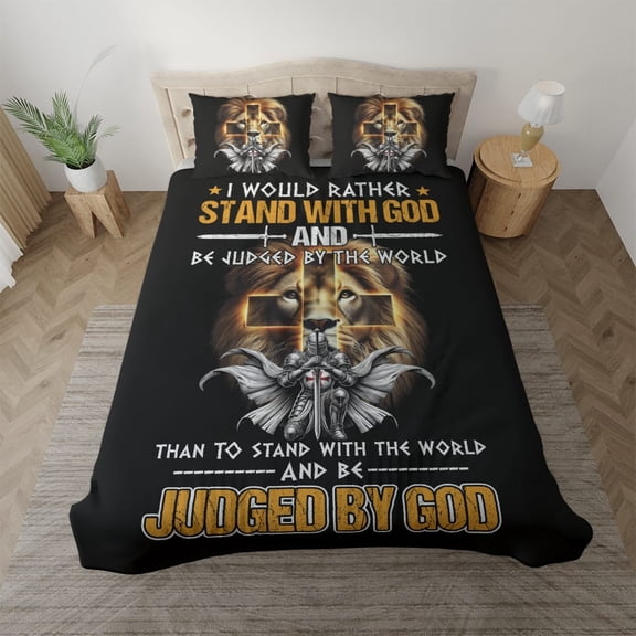 Lotusprinthandmade I Would Rather Stand with God And Be Judged by The World Bedding Set, Multicolor, 104x88