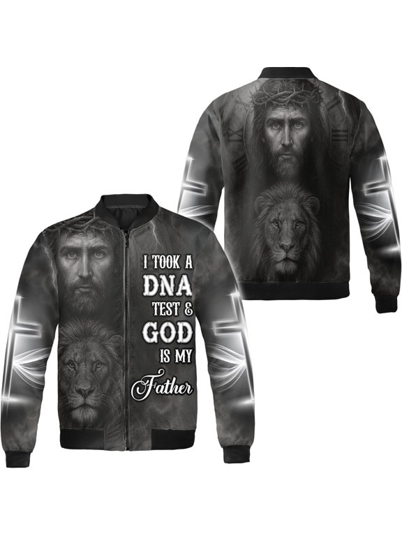 I Took A DNA Test and God Is My Father Jesus and Lion Bomber Jacket S-5XL Multicolor (S), custom name jesus and lion bomber
