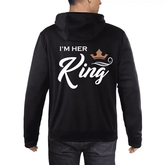 Lotusprinthandmade I'm Her King Couple Matching Black Hoodie 2D S-5XL 50/50 cotton/polyester mix (S)