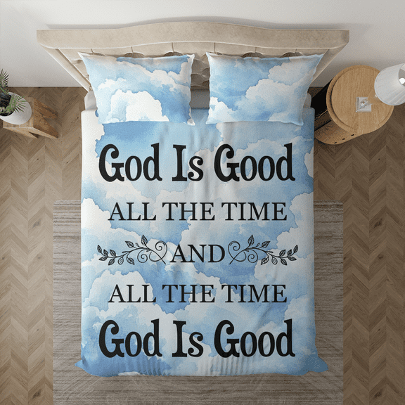 Lotusprinthandmade Inspirational Christian God Is Good Bedding Set (Made in Vietnam) (60x80), Religious-Themed Bedspread, Christian Scripture Bedding