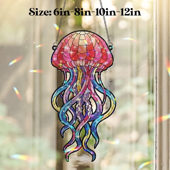 Lotusprinthandmade Jellyfish Custom Shape Star Hologram Ornament 10in, Jellyfish decor, hologram owl decoration