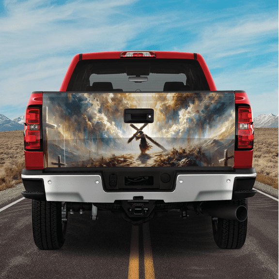 Lotusprinthandmade Jesus Christian Tailgate Wrap 2 Sizes (24"x58"), faith based truck wrap, jesus tailgate decal, christian tailgate wrap