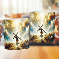 Lotusprinthandmade Jesus Christian White Ceramic Mug (11oz) (Made In US), patriotic bear lovers coffee mug, america flag bear mug