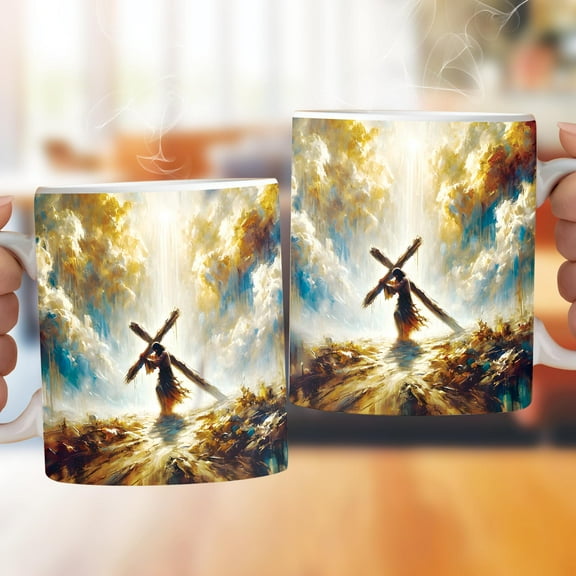 Lotusprinthandmade Jesus Christian White Ceramic Mug (11oz) (Made In US), patriotic bear lovers coffee mug, america flag bear mug