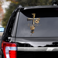 thumbnail image 1 of Lotusprinthandmade Jesus Christian with Cross Flower Transparent Vinyl Decal 4 Sizes (6x9 Inches), 1 of 5