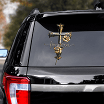 Lotusprinthandmade Jesus Christian with Cross Flower Transparent Vinyl Decal 4 Sizes (6x9 Inches)