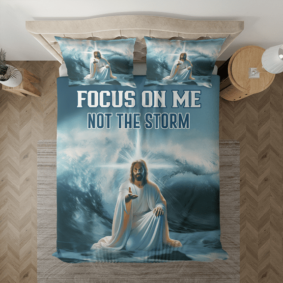 Lotusprinthandmade Jesus Focus on Me Bedding Set (Made in Vietnam) (60x80), jesus christian bedding, faith-inspired bedding set
