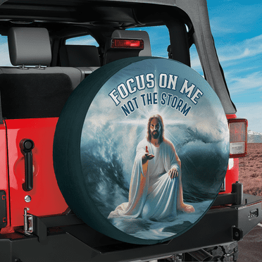 Lotusprinthandmade Jesus Focus on Me Spare Tire Cover Without Backup Camera Hole 6 Sizes (27 in.), Jesus Christian Tire Cover