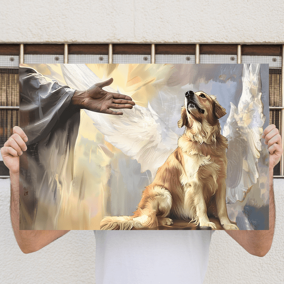 Lotusprinthandmade Jesus Golden Retriever Memorial Poster 16" x 24"