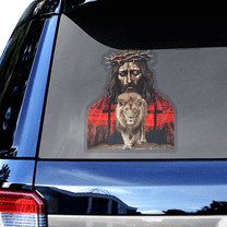 Lotusprinthandmade Jesus Lion of Judah Transparent Vinyl Decal 4 Sizes (6x9 Inches)