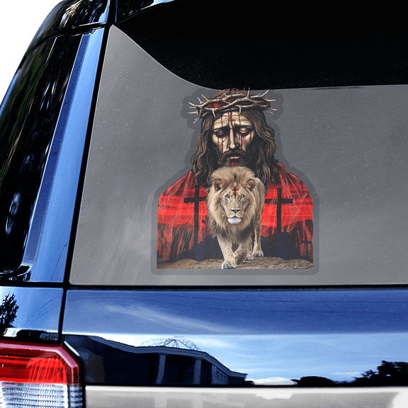 Lotusprinthandmade Jesus Lion of Judah Transparent Vinyl Decal 4 Sizes (6x9 Inches)