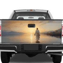 Lotusprinthandmade Jesus Walking on Water Tailgate Wrap 2 Sizes (24"x58"), Faith-based Tailgate Graphic, Religious Jesus Design Truck Wrap