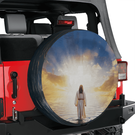 Lotusprinthandmade Jesus on Water Spare Tire Cover Without Backup Camera Hole 6 Sizes (28 in.)
