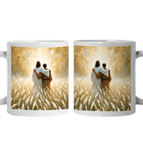 Lotusprinthandmade Jesus and Man Christian White Ceramic Mug (11oz) (Made In US), Faith-based Coffee Mug, Christian-themed Drinkware