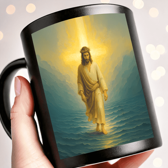 Lotusprinthandmade Jesus on Water Ceramic Mug (11oz)