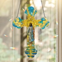 Lotusprinthandmade Jesus on Water Custom Shape Star Hologram Ornament 3.5in, jesus ornament, christian window decor