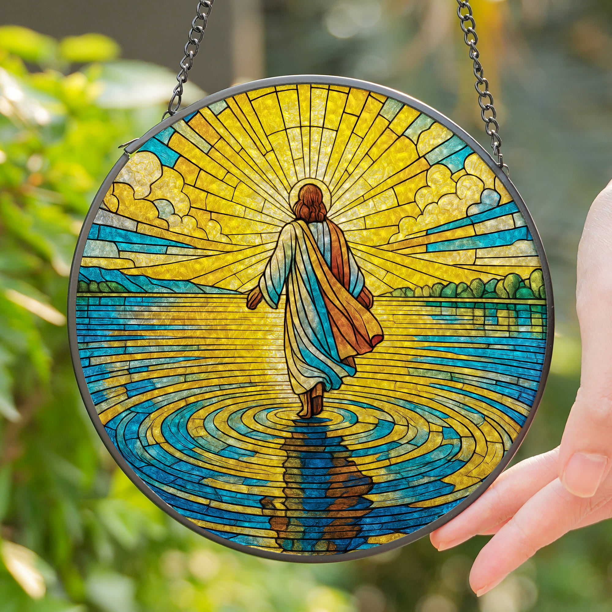Lotusprinthandmade Jesus on Water Stained Glass Suncatcher for Window ...