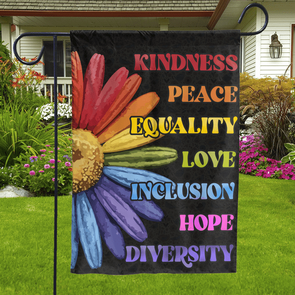 Lotusprinthandmade Kindness Peace Equality Love 100% Polyester Garden Flag 12x18 inches