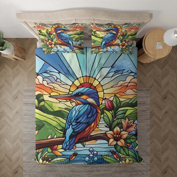 Lotusprinthandmade Kingfisher Bird Animal 3D Bedding Set